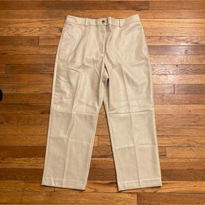 High Waisted Straight Crop Leg Faux Leather Pants Trousers Size 14